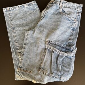 Women's Blue Distressed Cargo Jeans from Garage